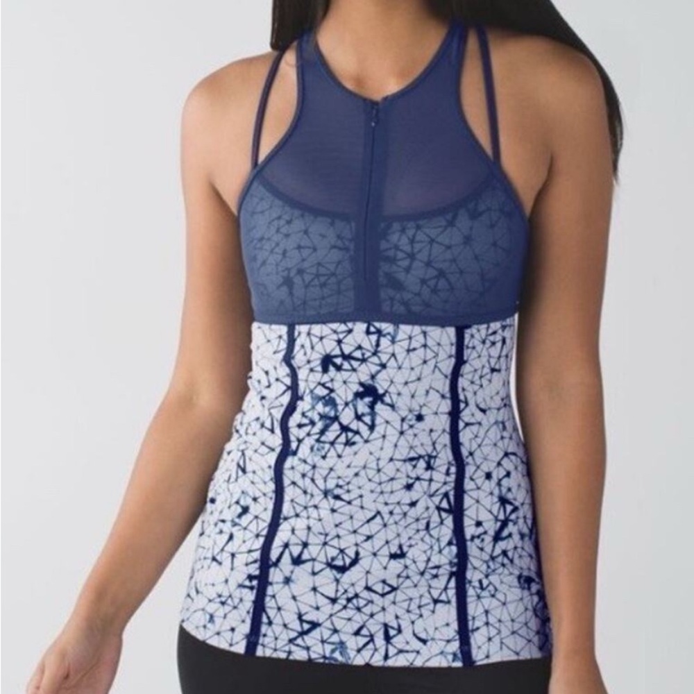 Lululemon Pedal Pace Tank Star Crushed Silver Fox Deep Navy Top Size 6